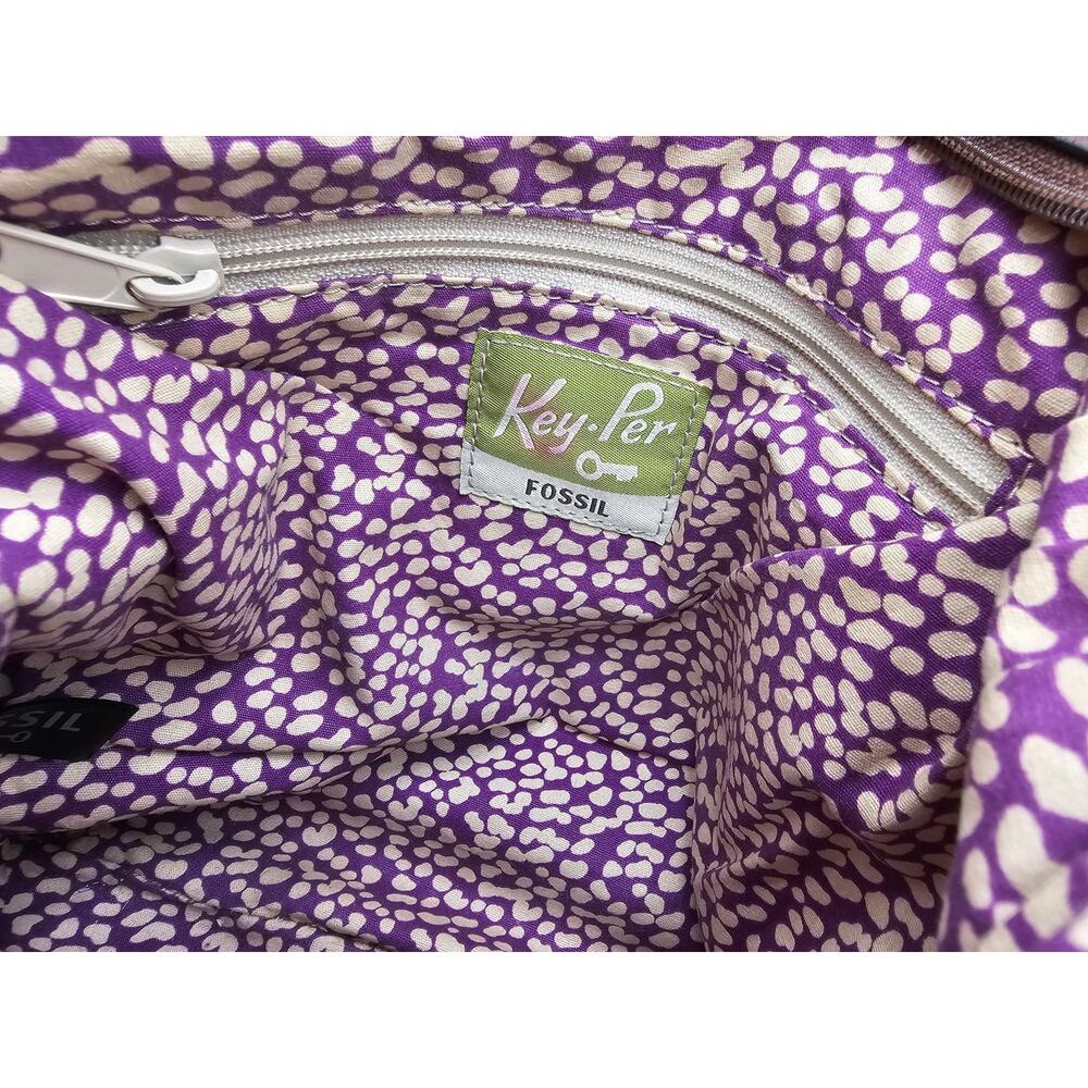 Fossil Women's Keyper Navy Blue Coated Canvas Purse - Picture 14 of 14